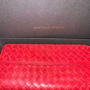Bottega Veneta Red Intrecciato Leather Wallet